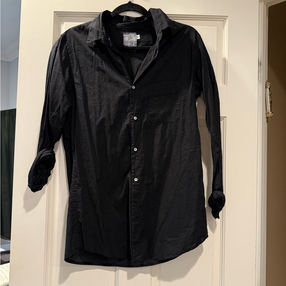 American Colors Black Organic Cotton Button Down Shirt
